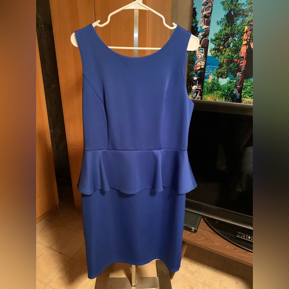 Spense Royal Blue Peplum Midi Dress